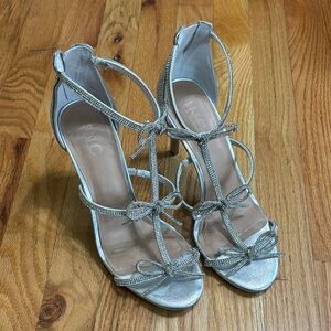 INC Women's Silver Glittering Bow Stilettos